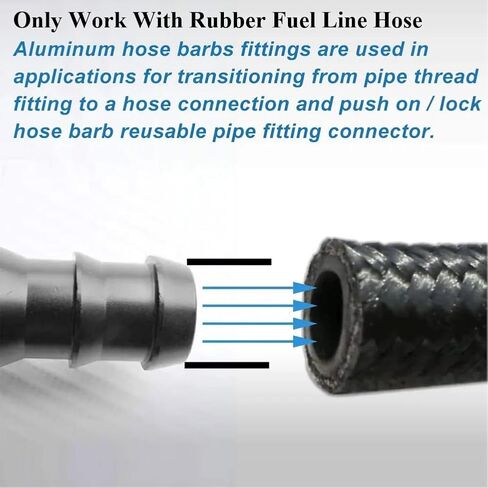 YSIL 2PCS 6AN Male to 1/4" Barb Push on Lock Hose Fitting for Rubber Fuel Line Aluminum Black in Saudi Arabia