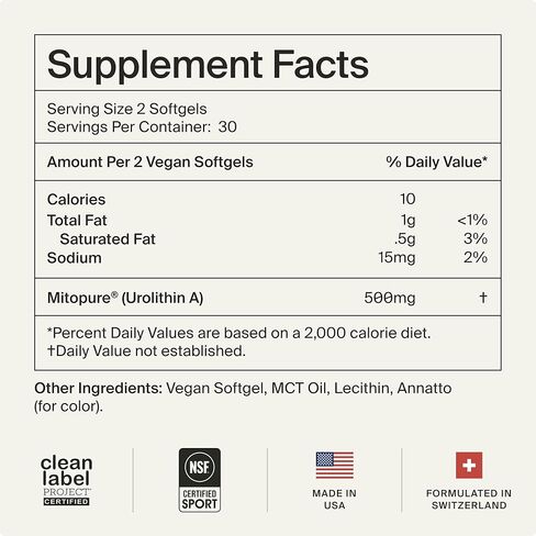 Timeline Mitopure Urolithin A Supplement Softgels - Clinically Proven Support for Healthy Aging and Cellular Renewal - Mitoceutical for Muscle Support and Longevity in Saudi Arabia