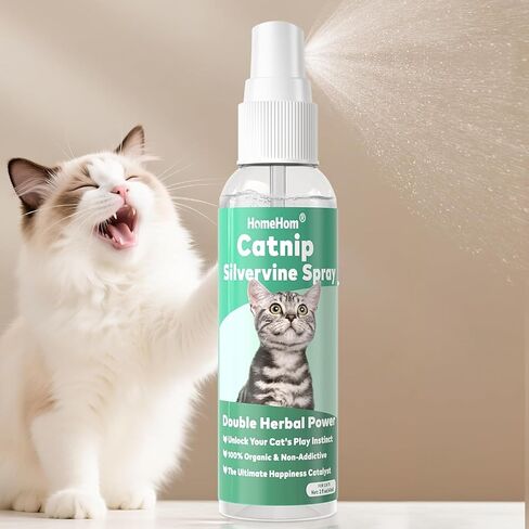 رذاذ Catnip مع Silvervine ، صيغة طبيعية مزدوجة المصنع للقطط والقطط ، Renew Toys & Train Kittens داخلي وخارجي - 2 أوقية in Kuwait