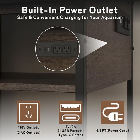 55-75 جالون سدادات أسماك مع منافذ الطاقة والضوء LED ، مزرعة الخشبية الخشبية شاقة 75 جالون الحوض مع باب الحظيرة المنزلق للأسماك/السلحف in Kuwait