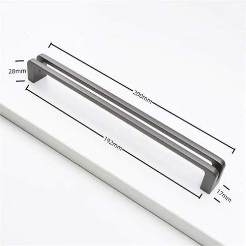 Cabinet Door Handles Zinc Alloy Solid Wardrobe Drawer Pulls Furniture Handle Hardware 1Pcs(Space-gray-C192mm) in Saudi Arabia