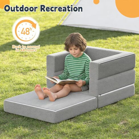 Portable Toddler Travel Bed: Foldable & Soft - 3-in-1 Convertible Portable Folding Floor Bed with Washable Cloth Cover - Ideal for Vacation,Camping and Sleepover（Grey） in Kuwait