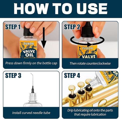 ZUAON Valve Oil 2oz for Trumpet, Trombone, French Horn, Tuba, Cornet, Baritone, Euphonium, Brass Instruments, Prevents Slow and Stuck Valves, Brass Players Maintenance Kit Gifts for Christmas in Saudi Arabia