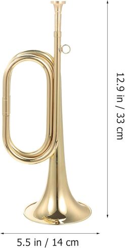 SUPVOX Copper Golden Bugle Trumpet Military Wind Instrument for Orchestra, Professional Brass Horn Music Instrument, 1pcs in Saudi Arabia