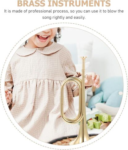 SUPVOX Copper Golden Bugle Trumpet Military Wind Instrument for Orchestra, Professional Brass Horn Music Instrument, 1pcs in Saudi Arabia