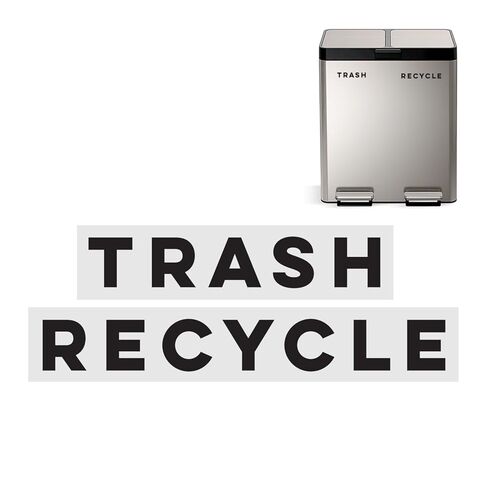 Modern Recycle & Trash Stickers - Minimalist, Discreet Vinyl Labels for Trash Cans & Bins - Elegant Indoor Waste & Recycling Signs for Home, Kitchen & Office | Black in Saudi Arabia