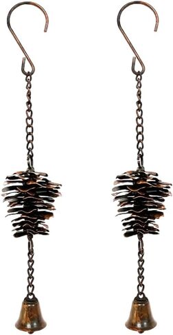 2 Pack Metal Pinecone Wind Chimes, Distressed Copper Finish Outdoor Wind Chime Bells for Porch, Garden, Patio, Unique Hanging Decor Se in Saudi Arabia
