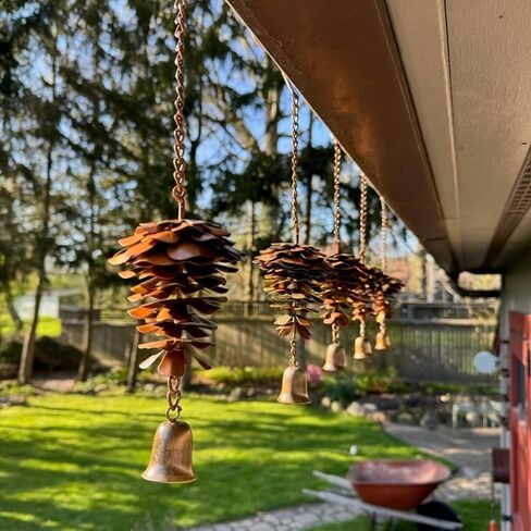 2 Pack Metal Pinecone Wind Chimes, Distressed Copper Finish Outdoor Wind Chime Bells for Porch, Garden, Patio, Unique Hanging Decor Se in Saudi Arabia