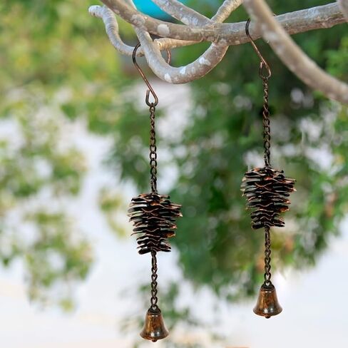 2 Pack Metal Pinecone Wind Chimes, Distressed Copper Finish Outdoor Wind Chime Bells for Porch, Garden, Patio, Unique Hanging Decor Se in Saudi Arabia