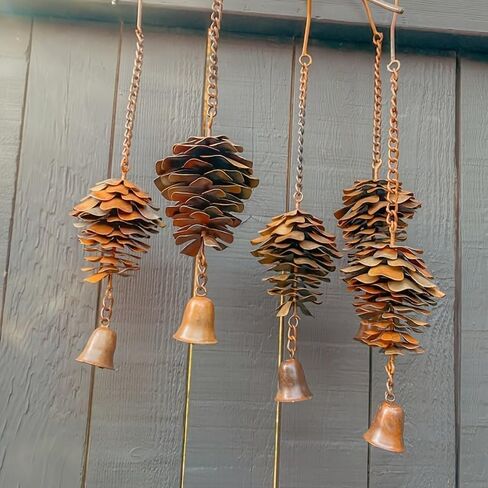 2 Pack Metal Pinecone Wind Chimes, Distressed Copper Finish Outdoor Wind Chime Bells for Porch, Garden, Patio, Unique Hanging Decor Se in Saudi Arabia