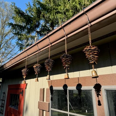 2 Pack Metal Pinecone Wind Chimes, Distressed Copper Finish Outdoor Wind Chime Bells for Porch, Garden, Patio, Unique Hanging Decor Se in Saudi Arabia
