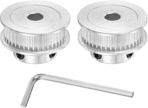 MECCANIXITY 2GT Pulley 40 Teeth 8mm Bore Aluminum Timing Pulley Wheel for 6mm Width 40T Timing Belt with Hexagonal Wrench for 3D Printer, CNC, Timing Belt-2 Pcs Silver in Kuwait