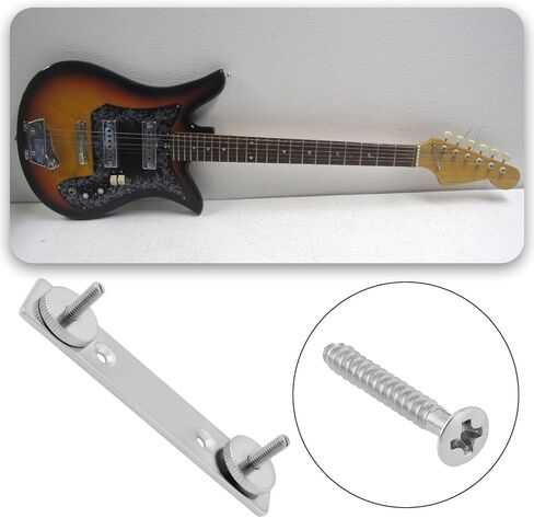eMagTech 1 Set of Silver Guitar Bridge Set Adjustable Fixed Bridge Tailpiece Bridge Set Compatible with Teisco 6 Stringed Electric Guitar (Vintage) with Mounting Screws in Saudi Arabia