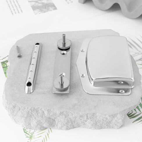 eMagTech 1 Set of Silver Guitar Bridge Set Adjustable Fixed Bridge Tailpiece Bridge Set Compatible with Teisco 6 Stringed Electric Guitar (Vintage) with Mounting Screws in Saudi Arabia