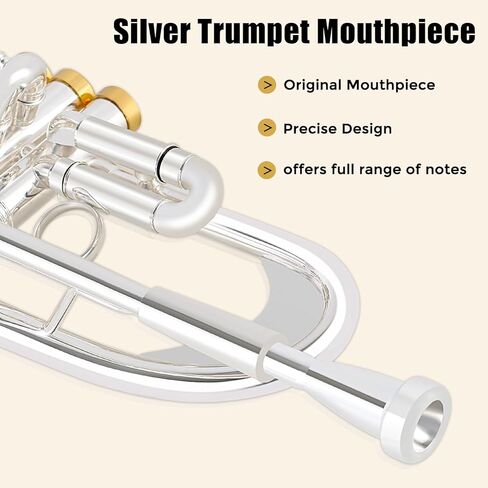 ROWELL Bb Trumpet Professional Trumpet Brass Instruments Standard Trumpets Set with Professional Trumpets Box,Original 7C trumpet Mouthpiece, Cloth and Gloves (Silver) in Saudi Arabia
