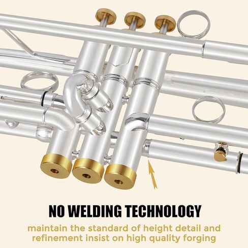 ROWELL Bb Trumpet Professional Trumpet Brass Instruments Standard Trumpets Set with Professional Trumpets Box,Original 7C trumpet Mouthpiece, Cloth and Gloves (Silver) in Saudi Arabia