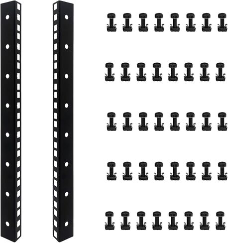 4U Vertical Wall Mount Rack Rails with M6 Rack Mount Screws and Cage Nuts Set for DIY Server and Network Switch Racks in Kuwait
