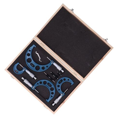 مجموعة أدوات قياس معدنية ميكرومتر خارجية عالية الدقة مكونة من 4 قطع من كيكومي 25/50/75/100 مم 0.01 مم للاستخدام اليومي in Kuwait