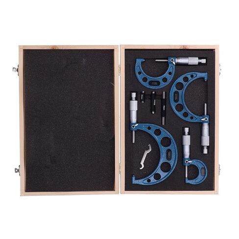 مجموعة أدوات قياس معدنية ميكرومتر خارجية عالية الدقة مكونة من 4 قطع من كيكومي 25/50/75/100 مم 0.01 مم للاستخدام اليومي in Kuwait