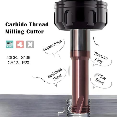 Coating Carbide Thread Milling Cutter M1-M24 Three-Teeth End Mill for 40CR CR12(M5-0.8-D6-75L) in Saudi Arabia