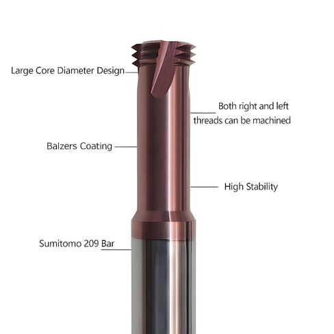 Coating Carbide Thread Milling Cutter M1-M24 Three-Teeth End Mill for 40CR CR12(M5-0.8-D6-75L) in Saudi Arabia