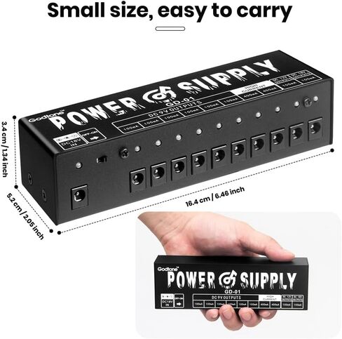 Guitar Pedal Power Supply (GD-01) Pedal Board Power Supply with DC 18V Pedal Power Adapter & 9V 100mA 400mA Isolated DC 10 Outputs for 9V 12V 18V Effect Pedals in Kuwait