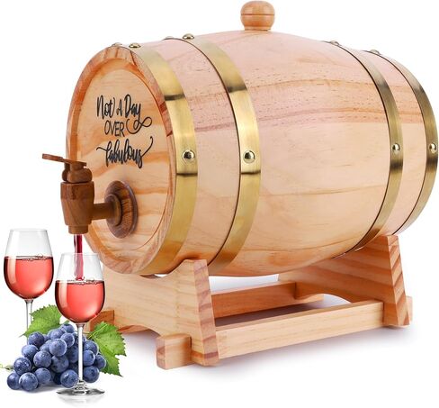 3L Engraved Barrel with Stand Bung and Spigot Barrel Dispenser Bourbon Barrel for Bourbon Cocktails Rum in Kuwait