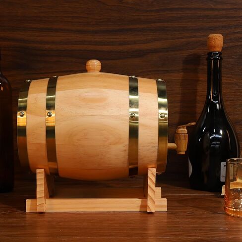 3L Engraved Barrel with Stand Bung and Spigot Barrel Dispenser Bourbon Barrel for Bourbon Cocktails Rum in Kuwait