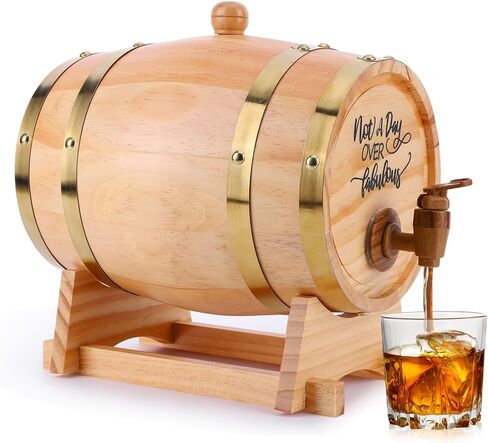 3L Engraved Barrel with Stand Bung and Spigot Barrel Dispenser Bourbon Barrel for Bourbon Cocktails Rum in Kuwait