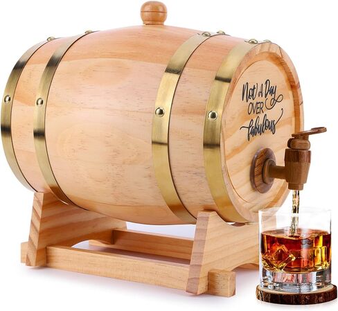 3L Engraved Barrel with Stand Bung and Spigot Barrel Dispenser Bourbon Barrel for Bourbon Cocktails Rum in Kuwait