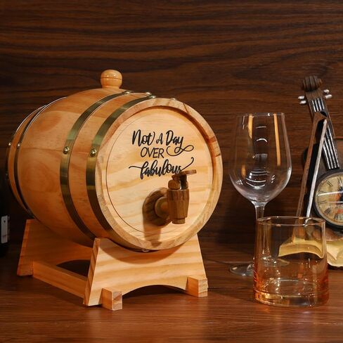 3L Engraved Barrel with Stand Bung and Spigot Barrel Dispenser Bourbon Barrel for Bourbon Cocktails Rum in Kuwait