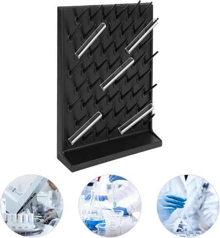 رفوف تجفيف المختبر، رف تجفيف المختبر ذو 52 فتحة مع أنبوب تصريف، رف تجفيف مثبت على الحائط/سطح الطاولة مع أعمدة قابلة للإزالة للمختبرات والصناعية والمدارس، أسود in Kuwait