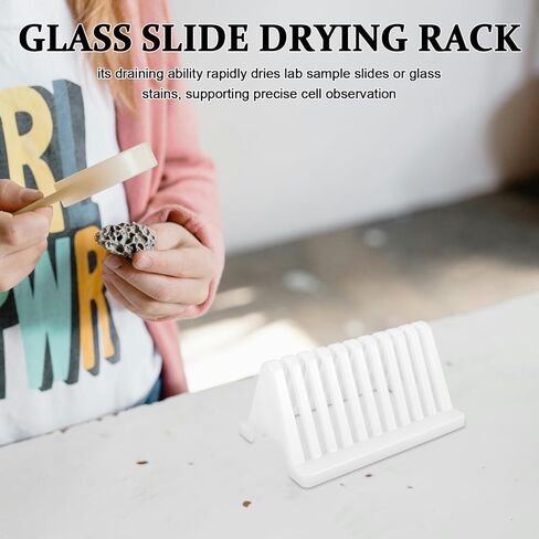 2PCS Microscope Slides Staining Rack - Glass Slide Drain Stand Drying Holder - Plastic Multi-Slot Laboratory Sample Storage Shelf for Lab in Saudi Arabia