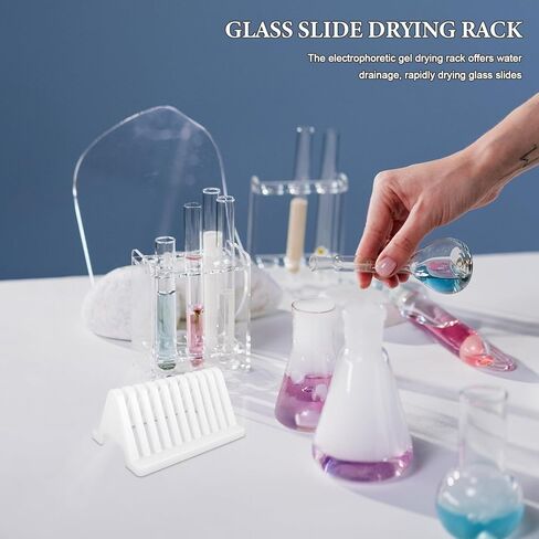2PCS Microscope Slides Staining Rack - Glass Slide Drain Stand Drying Holder - Plastic Multi-Slot Laboratory Sample Storage Shelf for Lab in Saudi Arabia