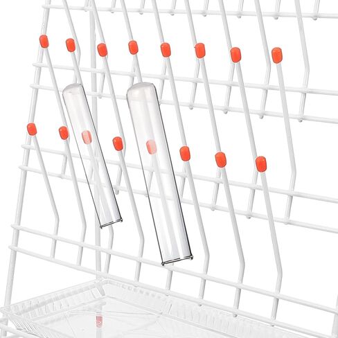 FOMIYES Laboratory Test Tube Drying Rack with 32 Slots, Plastic-Coated Draining Rack for Lab Glassware and Bottles, Large Capacity Holder for Efficient Laboratory Use in Saudi Arabia