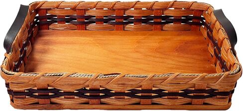 Amish Baskets Hot Dish/Cake Server Solid Oak Basket With Leather Handles (Red) in Kuwait