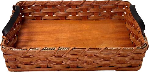 Amish Baskets Hot Dish/Cake Server Solid Oak Basket With Leather Handles (Red) in Kuwait