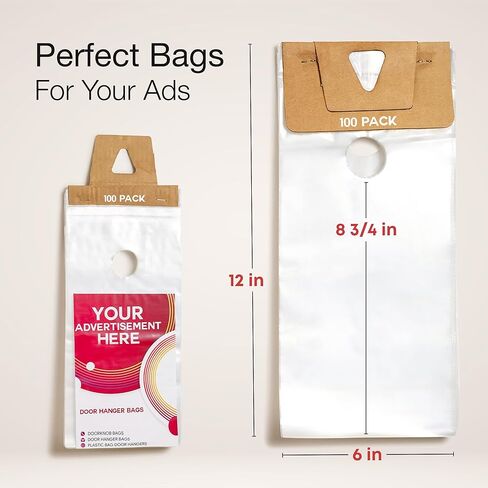 Choice Marts Door Hanger Bags 6" x 12" - Waterproof and Secure 100 Pack Perfect Display for Your Advertisement Plastic Door Hanger Bags in Saudi Arabia