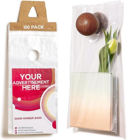 Choice Marts Door Hanger Bags 6" x 12" - Waterproof and Secure 100 Pack Perfect Display for Your Advertisement Plastic Door Hanger Bags in Saudi Arabia