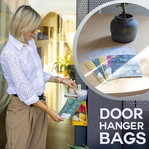 Choice Marts Door Hanger Bags 6" x 12" - Waterproof and Secure 100 Pack Perfect Display for Your Advertisement Plastic Door Hanger Bags in Saudi Arabia