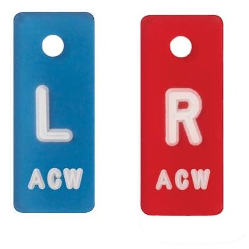 X-Ray Markers (Mark-Clear Plastic) - Blue/Red, White Letters, Left & Right Set, "L" & "R" - 3/8" in Saudi Arabia