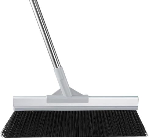 Keyloland 18" Extra Wide Heavy Duty Broom, Aluminum Reinforced Commercial Broom for Driveway and Garage, 60" Adjustable Handle, 29% More Sweeping Area for Concrete, Patios, Decks, Workshops in Saudi Arabia