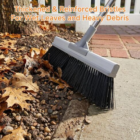 Keyloland 18" Extra Wide Heavy Duty Broom, Aluminum Reinforced Commercial Broom for Driveway and Garage, 60" Adjustable Handle, 29% More Sweeping Area for Concrete, Patios, Decks, Workshops in Saudi Arabia