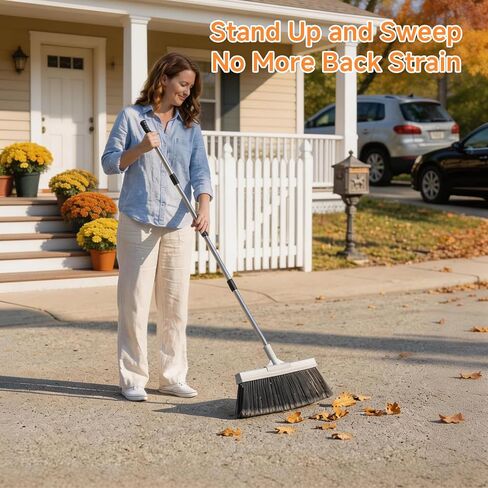 Keyloland 18" Extra Wide Heavy Duty Broom, Aluminum Reinforced Commercial Broom for Driveway and Garage, 60" Adjustable Handle, 29% More Sweeping Area for Concrete, Patios, Decks, Workshops in Saudi Arabia