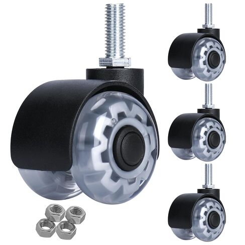 YOOGAA كرسي مكتب عجلات عجلات جذعية مترابطة M10-1.5x25mm عجلات دوارة بدون ضوضاء مجموعة من 4 (عجلة 2 بوصة مع فرامل) in Kuwait