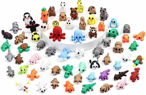 40 PCS 3D Printed Animal Figurines, Flexible Articulated Animal Figurines, Classroom Reward, Party Favor, Fidget Toys, Mini Car Decor, Gifts for Girls and Boys, Office Desk Pets, Birthday Gifts in Saudi Arabia