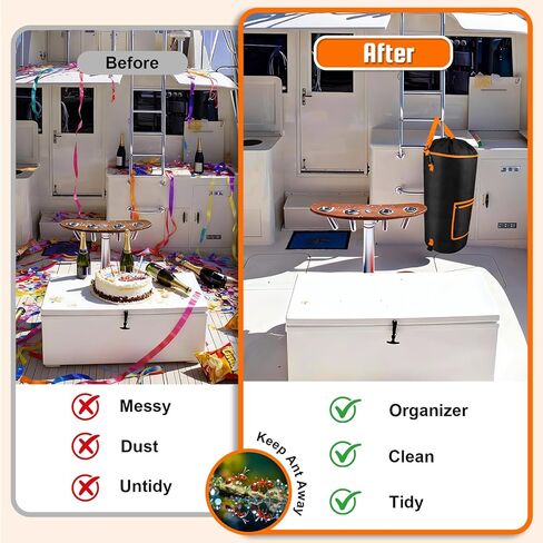 Portable Boat Storage Can, Leak-Resistant Reusable Bag Boating Gift, 10-13 Gal Storage Bag Snaps Inside, Easy to Install & Clean, Fishing, Sandbar, Kayak, Pontoon Boat Accessories, RV, or Camping in Kuwait