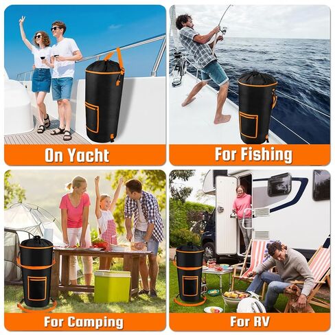Portable Boat Storage Can, Leak-Resistant Reusable Bag Boating Gift, 10-13 Gal Storage Bag Snaps Inside, Easy to Install & Clean, Fishing, Sandbar, Kayak, Pontoon Boat Accessories, RV, or Camping in Kuwait