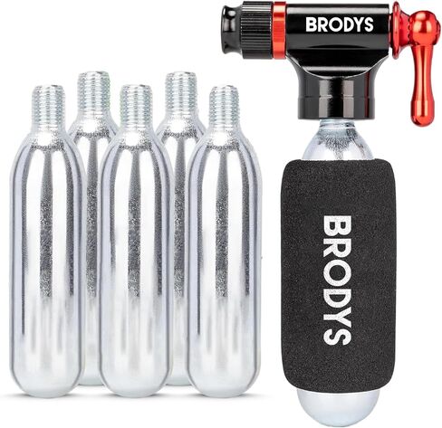 مجموعة نفخ ثاني أكسيد الكربون من بروديس، (5) خراطيش ثاني أكسيد الكربون 16 جم، متوافقة مع صمام بريستا وشرايدر، مضخة ثاني أكسيد الكربون لإطارات الدراجة، تتضمن كمًا معزولًا in Kuwait