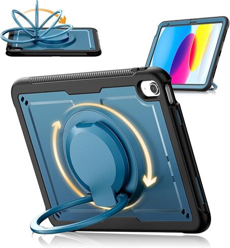 Case for iPad (A16) 11th/10th Generation 2025/2022 11″/10.9″, Heavy Duty Shockproof Case with 360 Rotating Magnetic Stand, Detachable Magnetic Cover, Pencil Holder, Auto Sleep/Wake, Black in Saudi Arabia